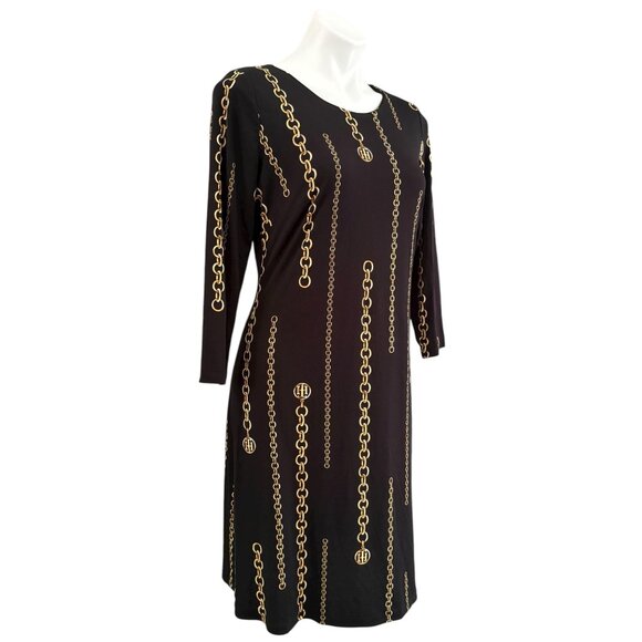 Tommy Hilfiger Black Chain Reaction Stretch Jersey Shift Dress, Women's Size 8 - Picture 4 of 10